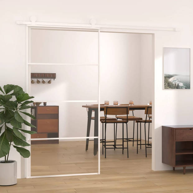 The Living Store Schuifdeur - Wit - 102.5 x 205 cm - ESG-glas en aluminium
