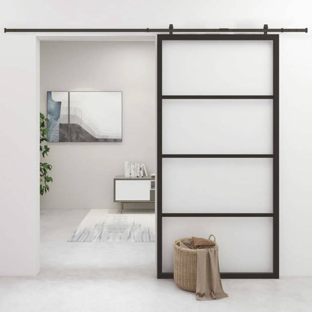 The Living Store Aluminium Schuifdeur - 102.5 x 205 cm - Zwart