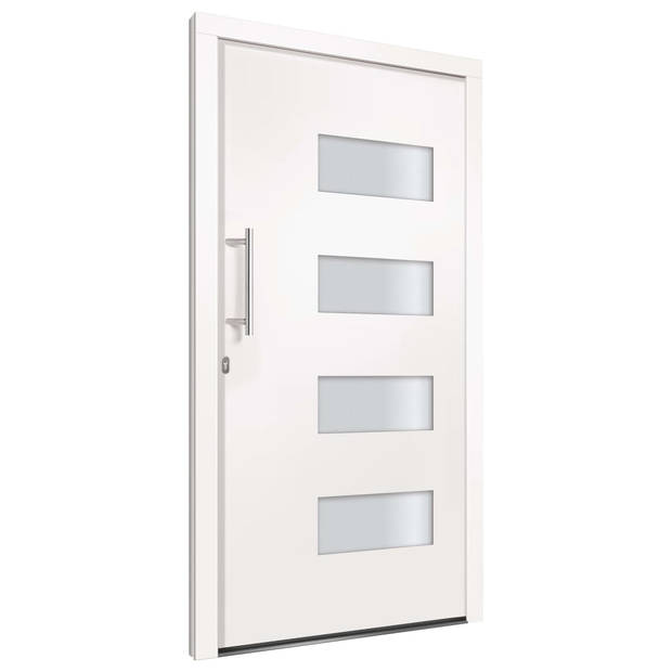 The Living Store Voordeur - Aluminium en PVC - 100 x 210 cm - Wit - Inclusief Handgreep - Deurkruk en Montageset