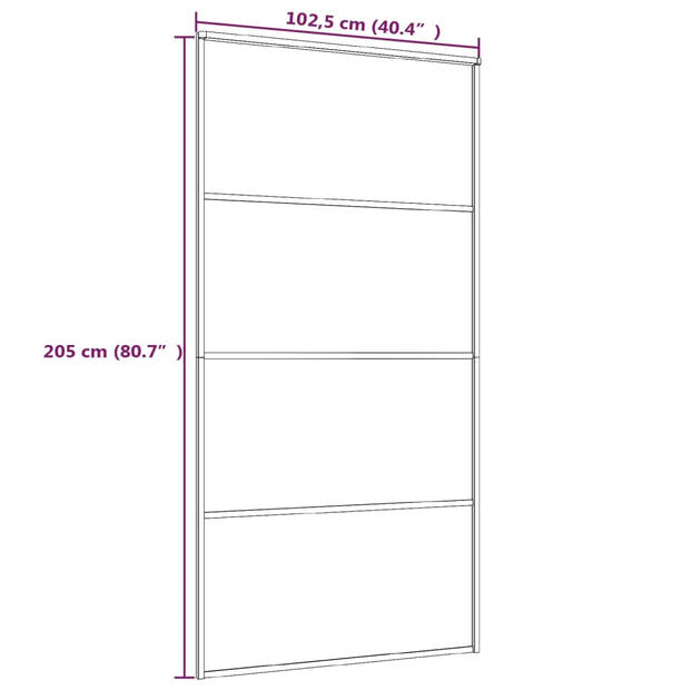 The Living Store Schuifdeur - Deurgroep - 102.5 x 205 cm - Zwart mat ESG-glas en aluminium