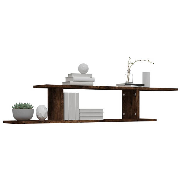 The Living Store TV-wandschap - Trendy Praktische Elegante - Wandgemonteerd - Afmeting- 125 x 18 x 23 cm - Ken- Gerookt