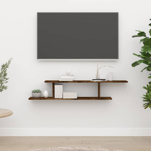 The Living Store TV-wandschap - Trendy Praktische Elegante - Wandgemonteerd - Afmeting- 125 x 18 x 23 cm - Ken- Gerookt