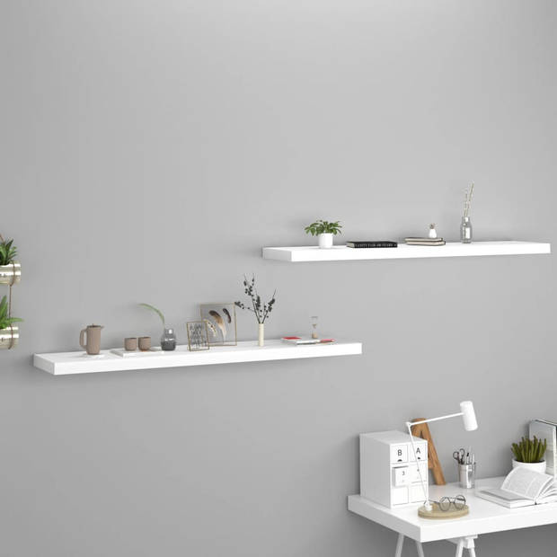 The Living Store Wandplanken Set - Stijlvolle - Wandplanken - 120 x 23.5 x 3.8 cm - Ken- Onzichtbaar montagesysteem -