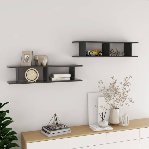 The Living Store Kubuswandschap - Grijs - 90 x 18 x 20 cm - Stevig en stabiel - Eenvoudig te installeren - Perfecte