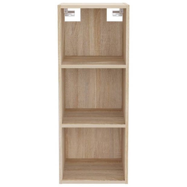 The Living Store Wandkast Sonoma Eiken - Zwevende kast met voldoende opbergruimte - Stevig bewerkt hout - 34.5x32.5x90