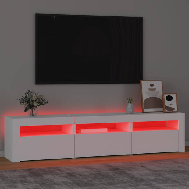 The Living Store TV Meubel 1 - Middelgroot - 180x35x40 cm - Met RGB LED-verlichting - Wit