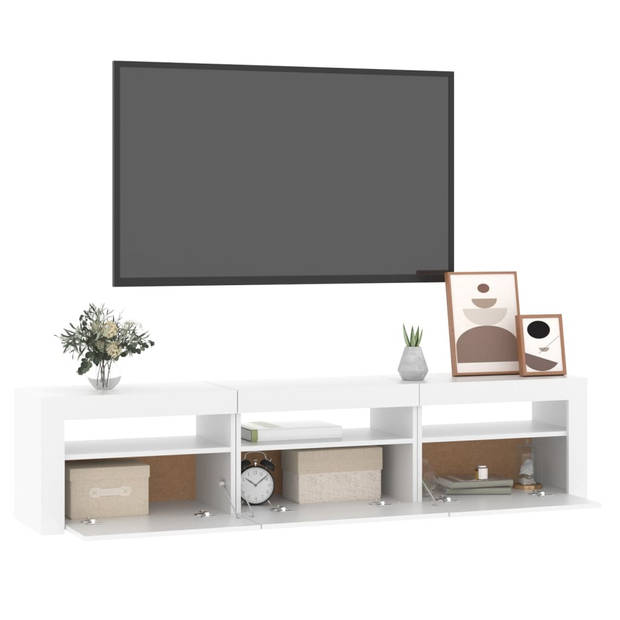 The Living Store TV Meubel 1 - Middelgroot - 180x35x40 cm - Met RGB LED-verlichting - Wit