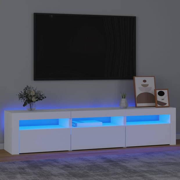 The Living Store TV Meubel 1 - Middelgroot - 180x35x40 cm - Met RGB LED-verlichting - Wit