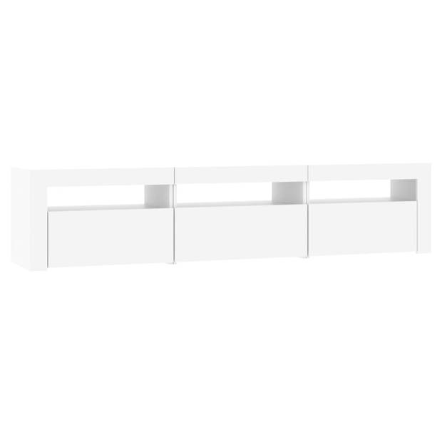 The Living Store TV Meubel 1 - Middelgroot - 180x35x40 cm - Met RGB LED-verlichting - Wit