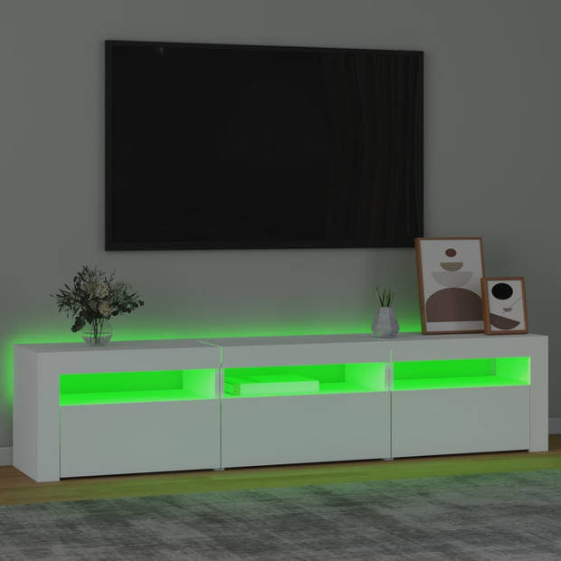 The Living Store TV Meubel 1 - Middelgroot - 180x35x40 cm - Met RGB LED-verlichting - Wit