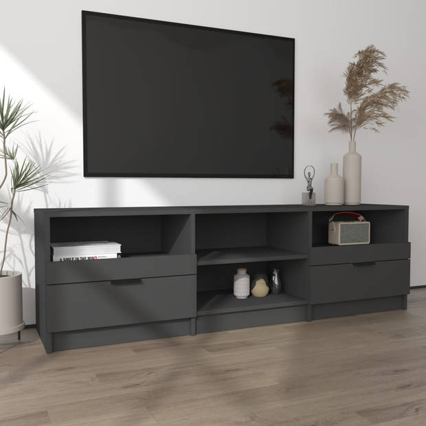 The Living Store TV-meubel Zwart - 150x33.5x45 cm - Met opbergruimte en stevig blad