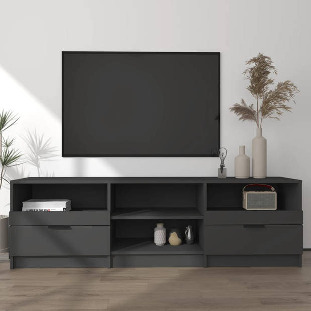 The Living Store TV-meubel Zwart - 150x33.5x45 cm - Met opbergruimte en stevig blad