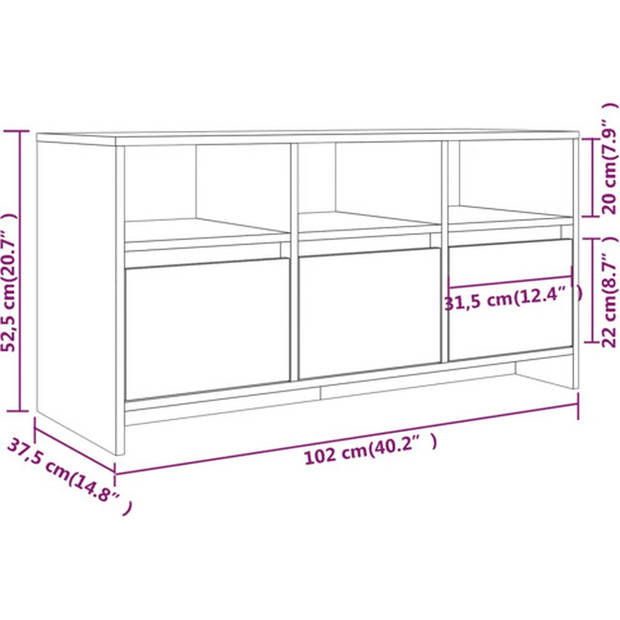 The Living Store Televisiemeubel - Grijs sonoma eiken - 102 x 37.5 x 52.5 cm