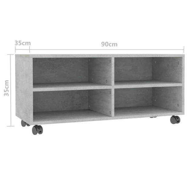 The Living Store TV-meubel - TV-meubel - 90x35x35 cm - Betongrijs hout