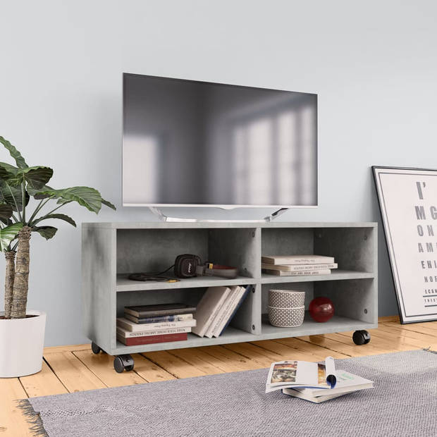 The Living Store TV-meubel - TV-meubel - 90x35x35 cm - Betongrijs hout