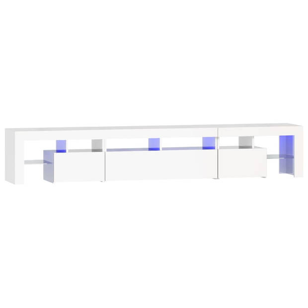 The Living Store TV-meubel - LED-verlichting - Hoogglans wit - 230 x 36.5 x 40 cm - Bewerkt hout