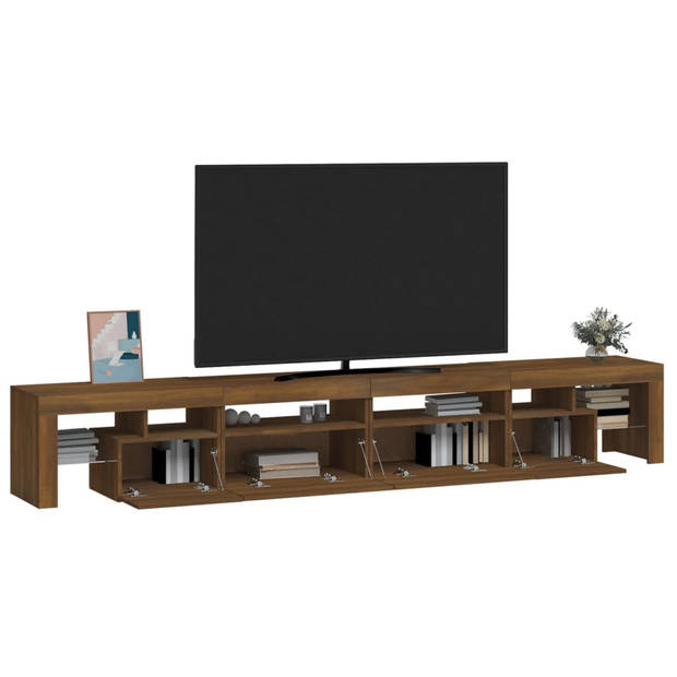 The Living Store TV-meubel Bruineiken - 260 x 36.5 x 40 cm - RGB LED-verlichting