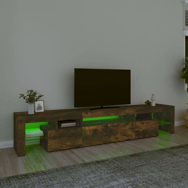 The Living Store Tv-meubel Gerookt Eiken - 215 x 36.5 x 40 cm - RGB LED