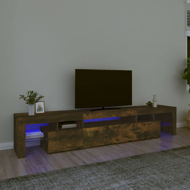 The Living Store Tv-meubel Gerookt Eiken - 215 x 36.5 x 40 cm - RGB LED