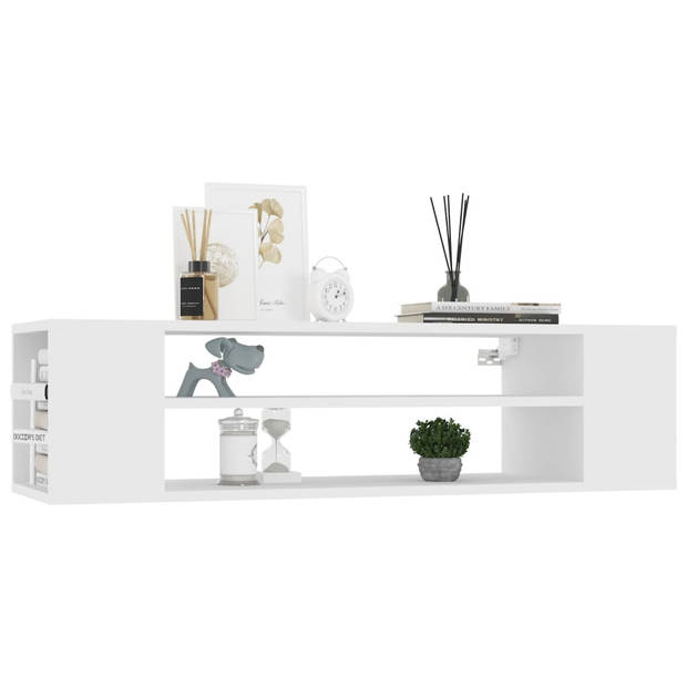 The Living Store TV-meubel - Hangend - Wit - Bewerkt Hout - 100 x 30 x 26.5 cm - Duurzaam en Stijlvol