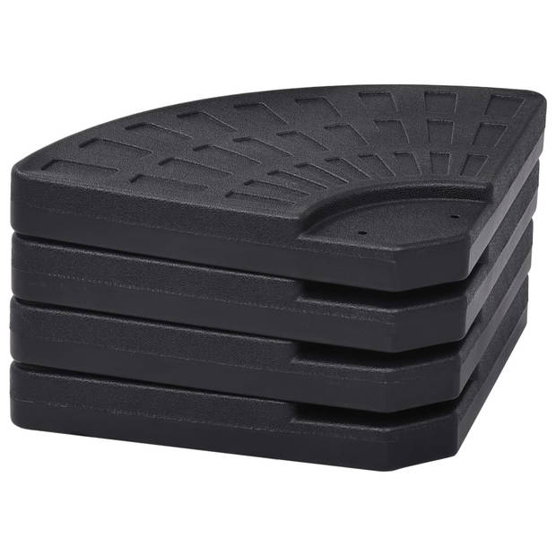 The Living Store Parasolvoetenset - 4 stuks - zwart - HDPE - 101 x 8 cm (ø x H) - 69 x 47 x 8 cm (L x B x H) - 15L