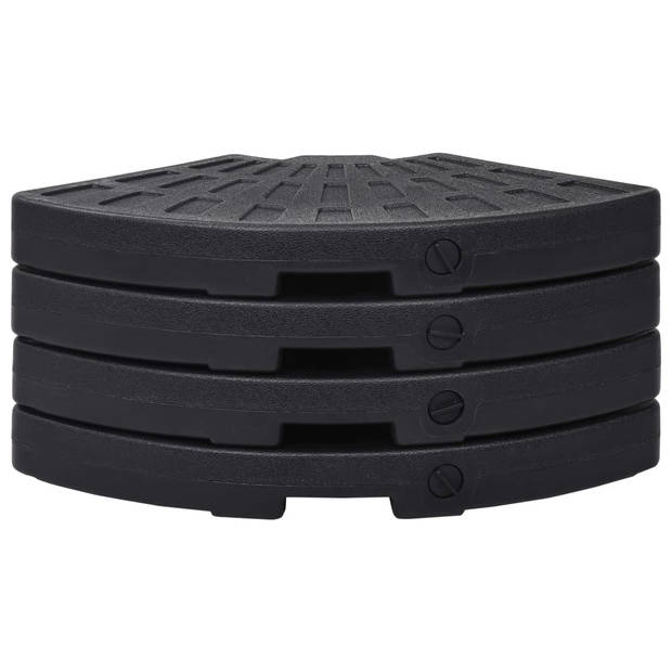 The Living Store Parasolvoetenset - 4 stuks - zwart - HDPE - 101 x 8 cm (ø x H) - 69 x 47 x 8 cm (L x B x H) - 15L