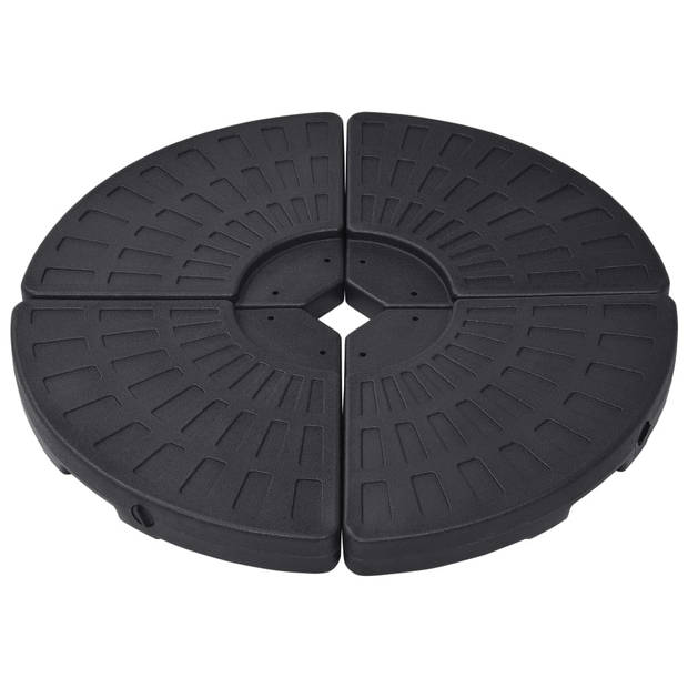 The Living Store Parasolvoetenset - 4 stuks - zwart - HDPE - 101 x 8 cm (ø x H) - 69 x 47 x 8 cm (L x B x H) - 15L