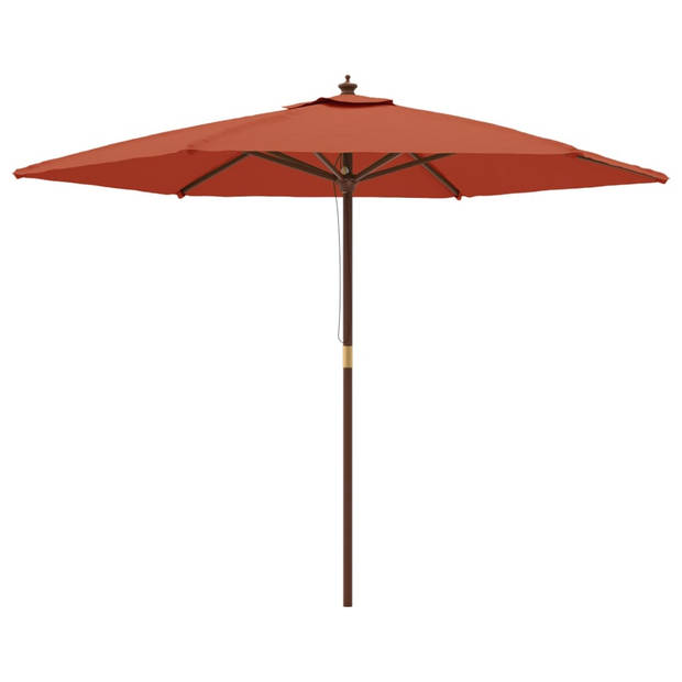 The Living Store Parasol Terracotta - 299 x 240 cm - Duurzaam Polyester - Stabiel Hardhout - Ventilatierooster -