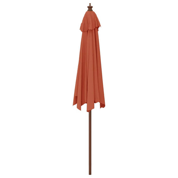 The Living Store Parasol Terracotta - 299 x 240 cm - Duurzaam Polyester - Stabiel Hardhout - Ventilatierooster -