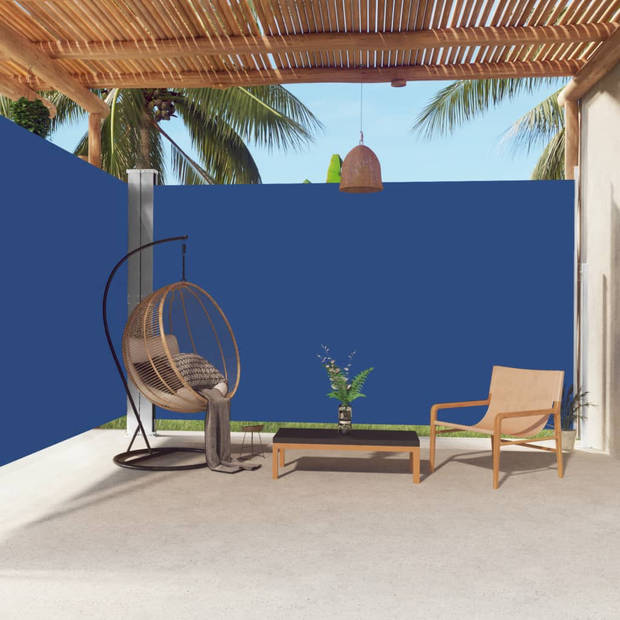 The Living Store Zijluifel Uittrekbaar 220 x (0 - 600) cm Blauw - UV-Bestendig Polyester Inclusief