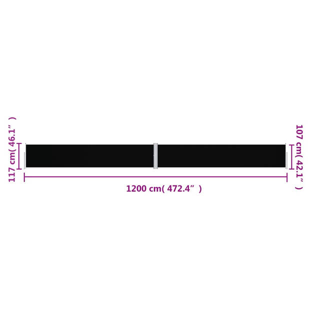 The Living Store Zijluifel - Groot - Verstelbaar 117 x (0 - 1.200) cm - Automatische terugrolfunctie - UV-bestendig -