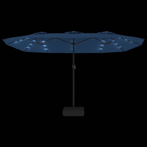 The Living Store Parasol Dubbel Zwevend - Azuurblauw en Donkergrijs - 449 x 265 x 245 cm - UV-Beschermend Polyester -