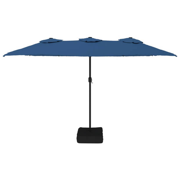 The Living Store Parasol Dubbel Zwevend - Azuurblauw en Donkergrijs - 449 x 265 x 245 cm - UV-Beschermend Polyester -