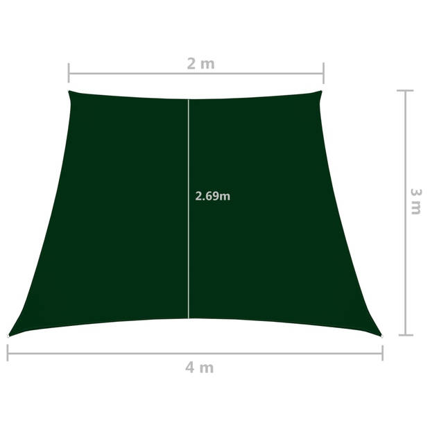 vidaXL Zonnezeil trapezium 2/4x3 m oxford stof donkergroen