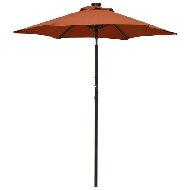 The Living Store Parasol The Living Store Terracotta en Donkergrijs 200 x 211 cm - Inklapbaar - UV-Bescherming -