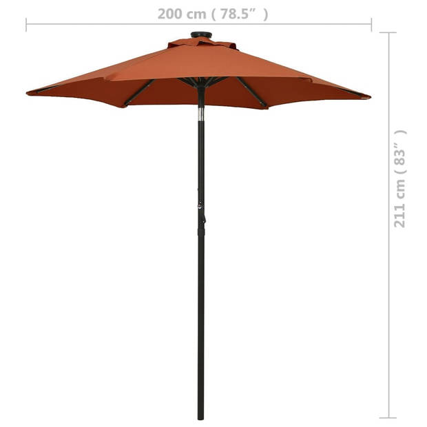 The Living Store Parasol The Living Store Terracotta en Donkergrijs 200 x 211 cm - Inklapbaar - UV-Bescherming -