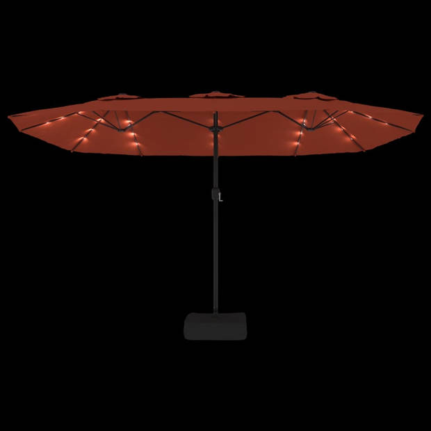 The Living Store Parasol Dubbel Terracotta 449x265x245 cm - LED-verlichting