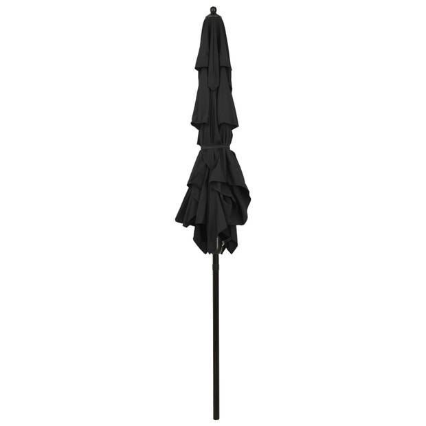 The Living Store Parasol 3-laags - 200 x 200 x 240 cm - UV-beschermend - Zwart