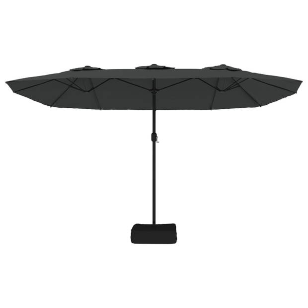 The Living Store Dubbele Parasol - Antraciet en Donkergrijs - 449x265x245 cm - UV-beschermend Polyester - Stevig