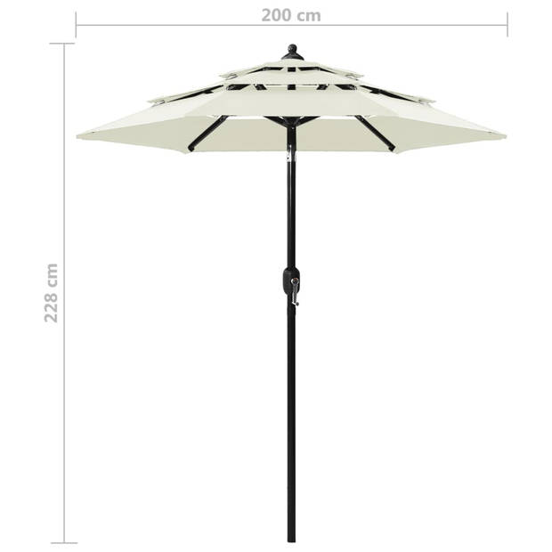 The Living Store Parasol 3-lags - Zandkleur - 200 x 228 cm (ø x H) - UV-beschermend polyester