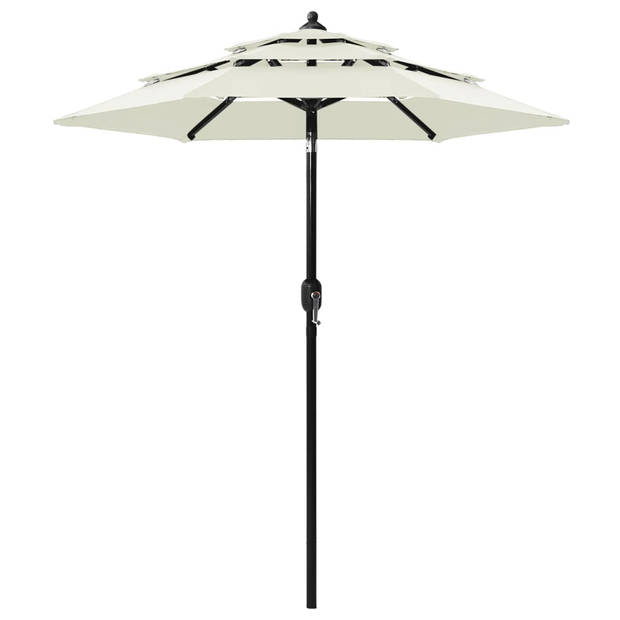 The Living Store Parasol 3-lags - Zandkleur - 200 x 228 cm (ø x H) - UV-beschermend polyester