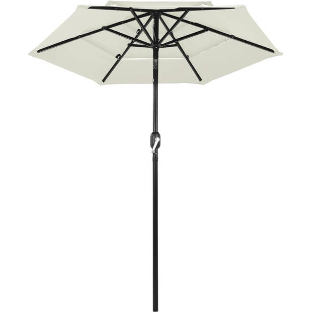 The Living Store Parasol 3-lags - Zandkleur - 200 x 228 cm (ø x H) - UV-beschermend polyester