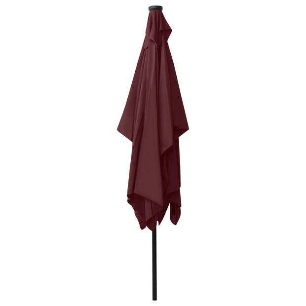 The Living Store Parasol Bordeauxrood 200x300x247 cm - Polyester en gepoedercoat staal - Met 18 LEDs