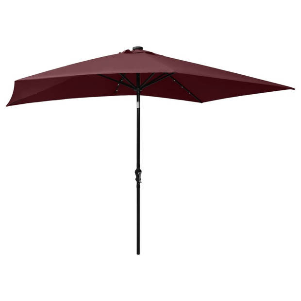 The Living Store Parasol Bordeauxrood 200x300x247 cm - Polyester en gepoedercoat staal - Met 18 LEDs