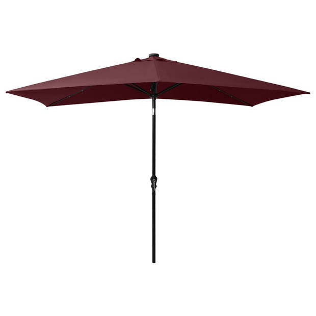 The Living Store Parasol Bordeauxrood 200x300x247 cm - Polyester en gepoedercoat staal - Met 18 LEDs