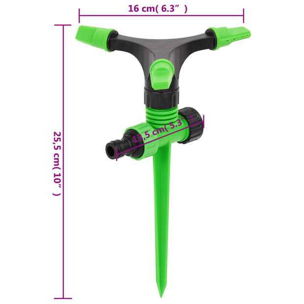 The Living Store 3-armige Gazonsproeier - Duurzaam ABS/PP - 360° Draaibaar - Stabiele Spike - Brede Toepassingen