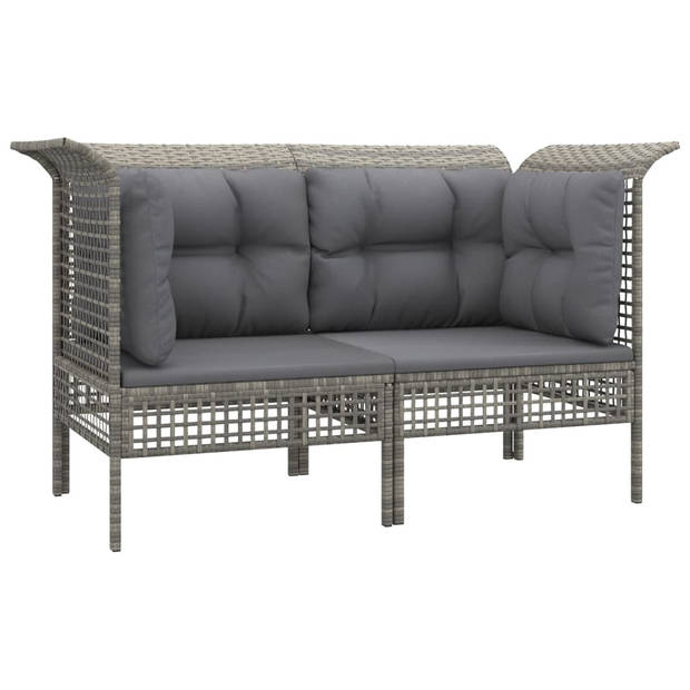 vidaXL 6-delige Loungeset met kussens poly rattan grijs