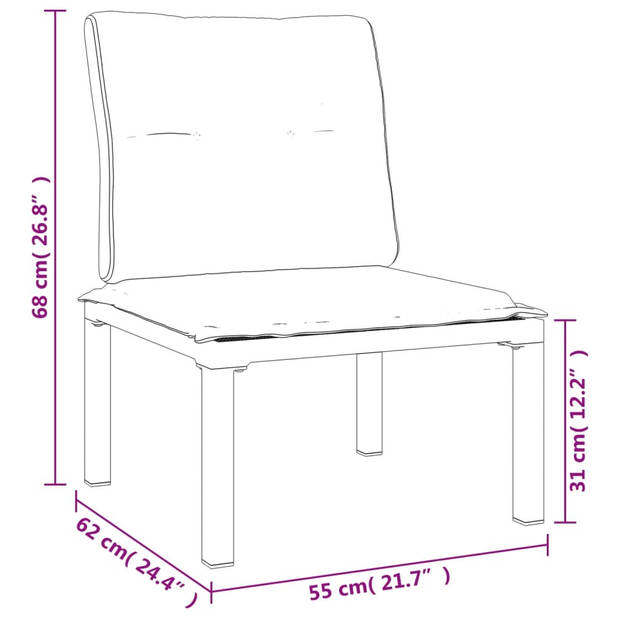 The Living Store Loungeset Hoekstoel Enkele stoel Kussen - Zwart PE-rattan - Modulair ontwerp