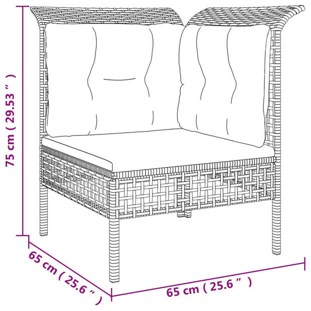 vidaXL 7-delige Loungeset met kussens poly rattan grijs