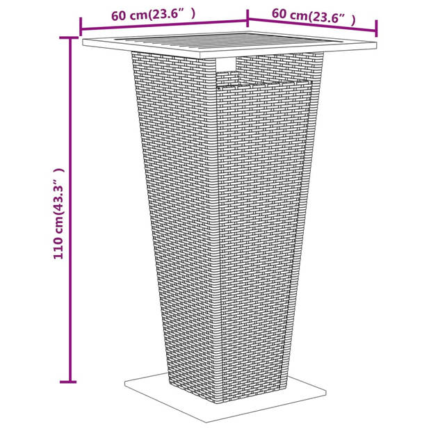 vidaXL 3-delige Tuinbarset poly rattan en massief acaciahout zwart